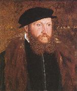 John Bettes the Elder Portrait of an Unknown Man in a Black Cap oil on canvas
